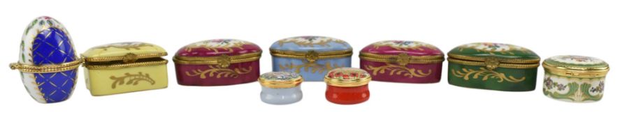 HALCYON DAYS & SIMILAR - COLLECTION OF ENAMELLED LIDDED TRINKET & JEWELLERY POTS