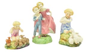 ROYAL WORCESTER - THREE PORCELAIN FIGURINES MODELLED BY F. D. DOUGHTY