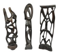 COLLECTION OF THREE ABSTRACT MAKONDE WOODEN SCULPTURES