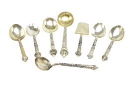 COLLECTION OF EIGHT INDONESIAN WHITE METAL SERVERS