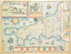 REPRODUCTION PRINT OF CORWALL MAP AFTER 1646 ORIGINAL
