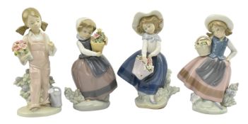 LLADRO, SPAIN - COLLECTION OF FOUR VINTAGE PORCELAIN FIGURINES