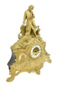 FRENCH EARLY 20TH CENTURY GILT METAL FIGURATIVE MANTEL CLOCK