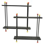 RETRO MID CENTURY CIRCA 1970S ATOMIC METAL MINIATURE DESK TOP SHELVES
