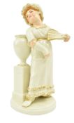 JAMES HADLEY FOR ROYAL WORCESTER - 1880S PORCELAIN FIGURINE AFTER KATE GREENAWAY