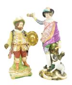 TWO MEISSEN & DERBY 19TH CENTURY HAND PAINTED PORCELAIN FIGURINES