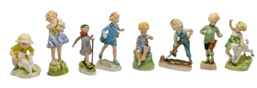 ROYAL WORCESTER - COLLECTION OF EIGHT FINE BONE CHINA PORCELAIN FIGURINES MODELLED BY F. D. DOUGHTY