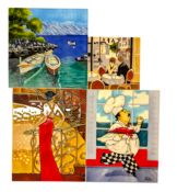 DOMINGUEZ - SELECTION OF FOUR MODERN ART CERAMIC PANELS