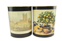 TWO VINTAGE 'LADY CLARE' TIN TOLEWARE EFFECT UMBRELLA STANDS