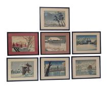 TOKURIKI TOMIKICHIRO - COLLECTION OF SEVEN WOODBLOCK PRINTS