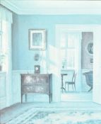 AFTER HANS HILSOE (DANISH 1871-1942) - SUNNY INTERIOR PRINT ON BOARD