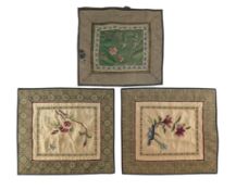 THREE 20TH CENTURY CHINESE EMBRODIERED CUSHION COVERES