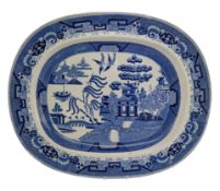 LARGE 19TH CENTURY STAFFORDSHIRE BLUE & WHITE MEAT PLATTER