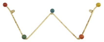 20TH CENTURY RETRO SPUTNIK ATOMIC COAT RACK, W SHAPED FORM