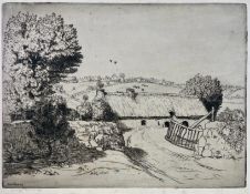 JEAN FRELAUT (1879-1954) - 1909 ILLEGIBLY TITLED VILLAGE SCENE ETCHING