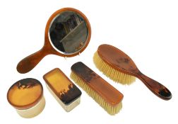 SET OF 20TH CENTURY 5 FAUX TORTOISESHELL DRESSING TABLE SET