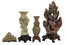 COLLECTION OF FOUR 20TH CENTURY CHINESE SOAPSTONE FIGURES