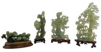 20TH CENTURY CHINESE JADE COLOURED ORNAMENTS 青玉色雕刻饰品