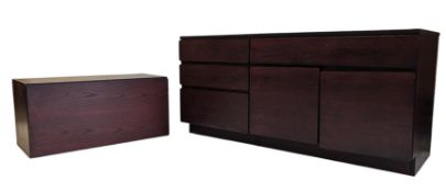 BRITISH MODERN DESIGN - STAINED TEAK WOOD MODERNIST SIDEBOARD