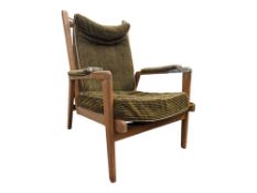 BRITISH MODERN DESIGN - MID CENTURY TEAK OPEN EASY ARMCHAIR