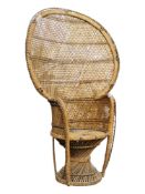 MID CENTURY WICKER CONSERVATORY PEACOCK CHAIR