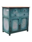 20TH CENTURY PAINTED TWO TONE OAK UPCYCLED CABINET