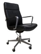 KUSCH CO - VINTAGE LEATHER & CHROME SWIVEL OFFICE CHAIR