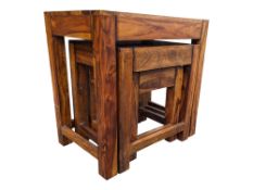BRITISH CONTEMPORARY FURNITURE - HARDWOOD NEST OF TABLES