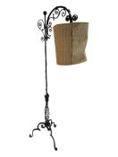 20TH CENTURY BLACK WROUGHT IRON FLOOR STANDING LAMP