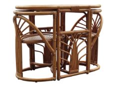 RETRO 1980'S BAMBOO & WICKER DINING / BREAKFAST TABLE