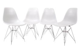 FOUR BRITISH MODERN DESIGN PLASTIC & CHROME EIFFEL CHAIRS