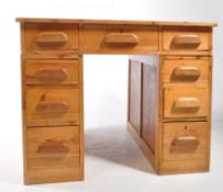 LARGE VINTAGE 20TH CENTURY PINE PARTNER'S WRITING DESK