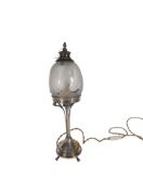 20TH CENTURY BRASS WITH GLASS SHADE OVOID DESK LAMP