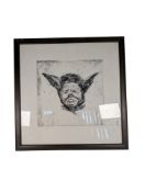 LATE 20TH CENTURY CHARCOAL FROTTAGE PIERROT CLOWN PRINT