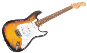 OASIS (ENGLISH ROCK BAND) - RARE FULL BAND SIGNED GUITAR - AFTAL