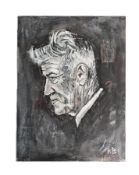 RICHARD BAZLEY (B.1962) - 'DAVID LYNCH' - MIXED MEDIA PAINTING