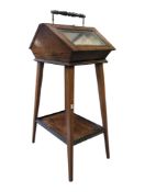 EDWARDIAN WALNUT INLAID BIJOUTERIE TABLE CABINET ON STAND