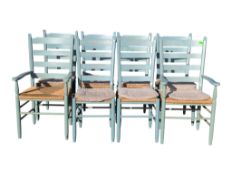 COLLECTION OF EIGHT 20TH CENTURY LADDER BACK CLISSET MANNER DINING CHAIRS