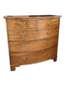 19TH CENTURY GEORGE III MAHOGANY BOW FRONT CHEST OF DRAWERS