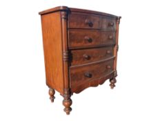 VICTORIAN 19TH CENTURY MAHOGANY BOW FRONT CHEST OF DRAWERS