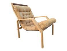 MANNER OF BRUNO MATHSSON FOR DUX FURNITURE - LATE 20TH CENTURY BENTWOOD BEECH ARMCHAIR