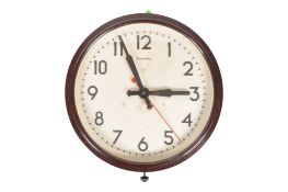 GENALEX - 1950S MID CENTURY BROWN BAKELITE FACTORY WALL CLOCK