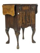 QUEEN ANNE REVIVAL WALNUT DROP LEAF PEDESTAL BEDSIDE CABINET