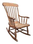 19TH CENTURY VICTORIAN FRUIT WOOD WINDSOR ROCKING CHAIR