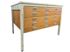 BRITISH MODERN DESIGN - VINTAGE MID CENTURY PAINTED DESIGNER'S PLAN CHEST