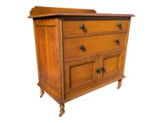 1920S GOLDEN OAK ARTS & CRAFTS OAK CHEST OF DRAWERS TALLBOY