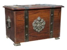 LATE 19TH CENTURY REVIVAL METAL BOUND OAK CHEST COFFER