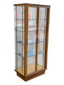 VINTAGE MID CENTURY HABERDASHERY OAK AND GLASS DISPLAY CABINET