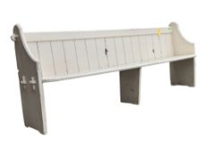 19TH CENTURY VICTORIAN PAINTED PINE CHURCH PEW / BENCH