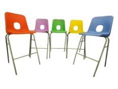 ROBIN DAY FOR HILLE FURNITURE - SET OF FIVE VARIOUS COLOUR BAR STOOL - CHAIRS